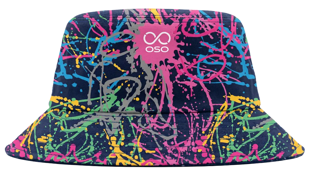 Ravers Bucket Hat. Patterned side back.webp