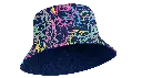 Ravers Bucket Hat. Patterned side angled.webp