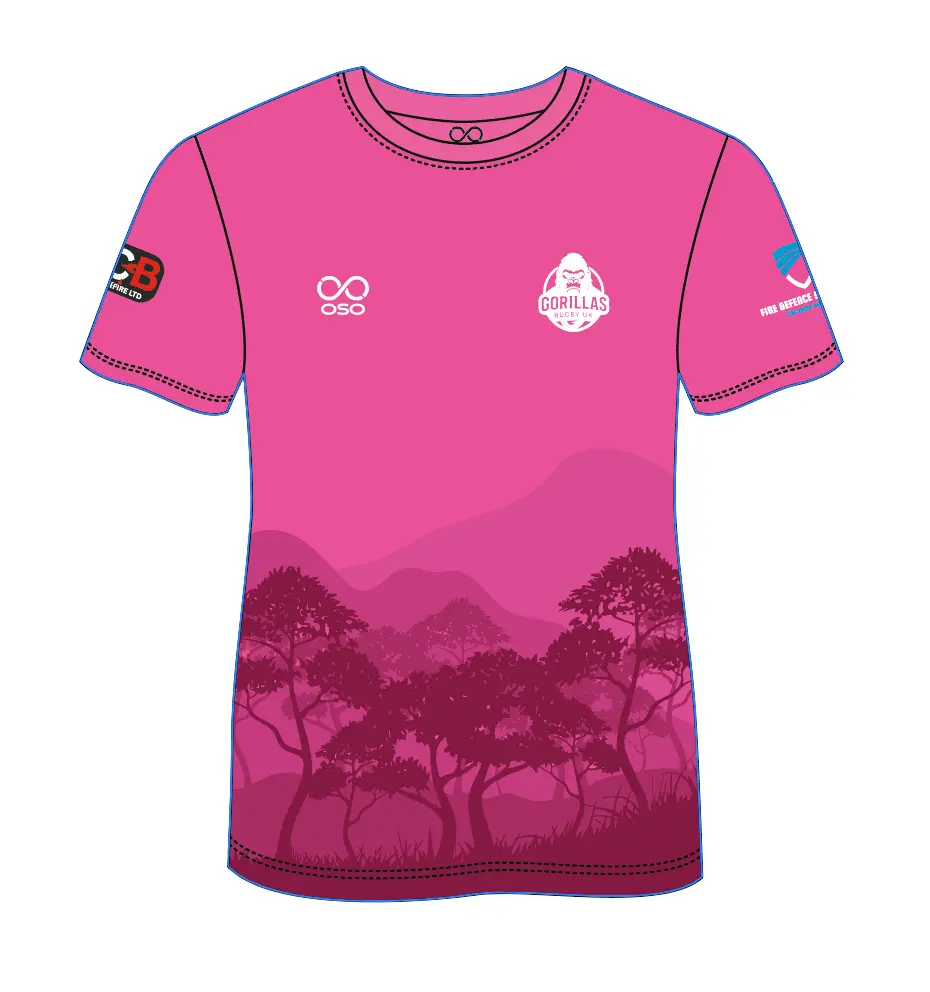 Gorillas Rugby T-Shirt (Pink) - Adult