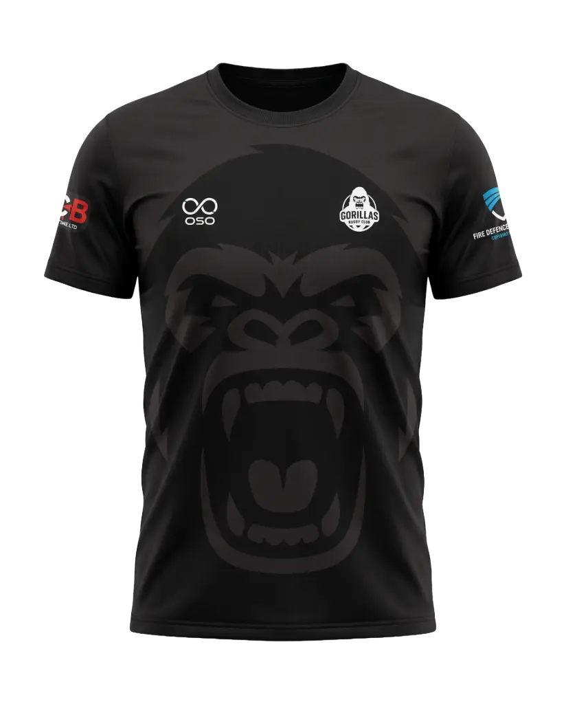 Gorillas Rugby T-Shirt (Black) - Adult 