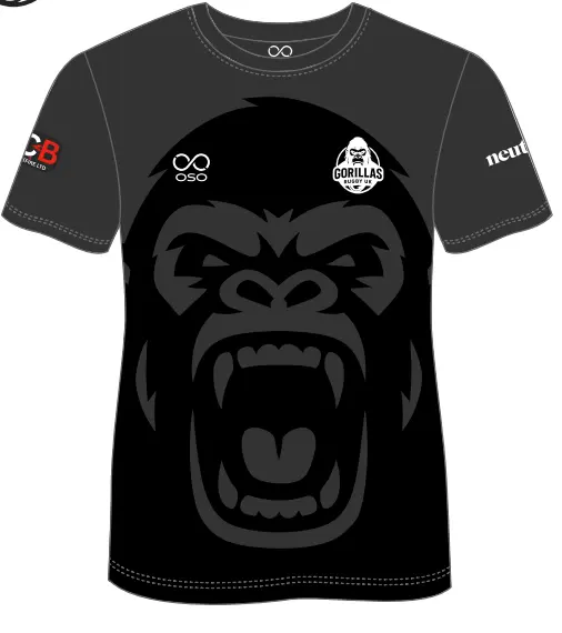 Gorillas Rugby T-Shirt (Grey) - Adult 